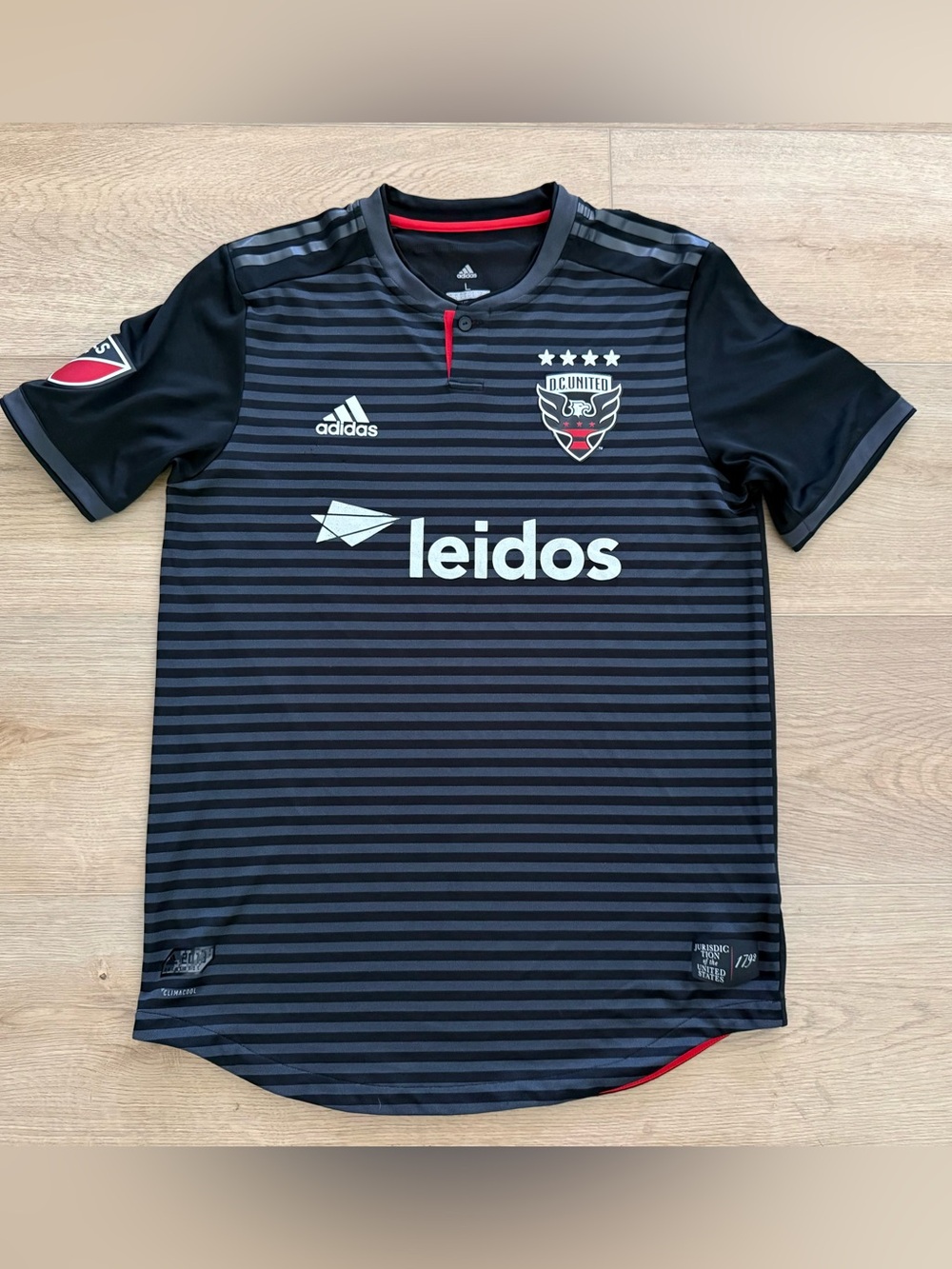 Adidas D.C. United 2018 Primary MLS Soccer Jersey Climacool Size L Black Gray